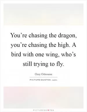 You’re chasing the dragon, you’re chasing the high. A bird with one wing, who’s still trying to fly Picture Quote #1