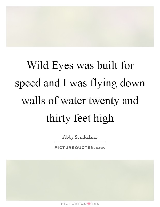 Wild Eyes was built for speed and I was flying down walls of water twenty and thirty feet high Picture Quote #1