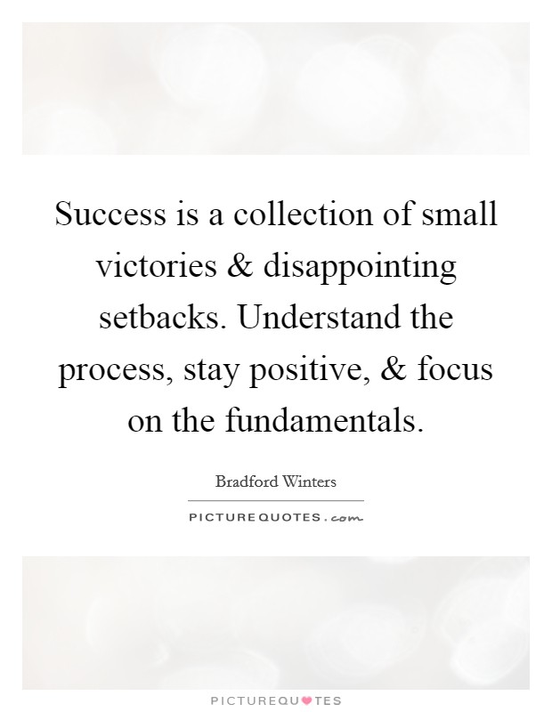 Success is a collection of small victories and disappointing setbacks. Understand the process, stay positive, and focus on the fundamentals. Picture Quote #1