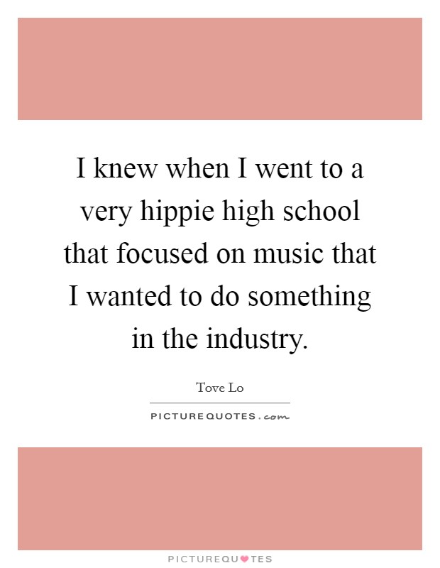 I knew when I went to a very hippie high school that focused on music that I wanted to do something in the industry. Picture Quote #1
