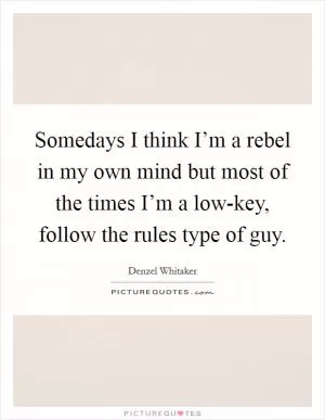 Somedays I think I’m a rebel in my own mind but most of the times I’m a low-key, follow the rules type of guy Picture Quote #1