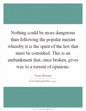 Nothing could be more dangerous than following the popular maxim whereby it is the spirit of the law that must be consulted. This is an embankment that, once broken, gives way to a torrent of opinions Picture Quote #1