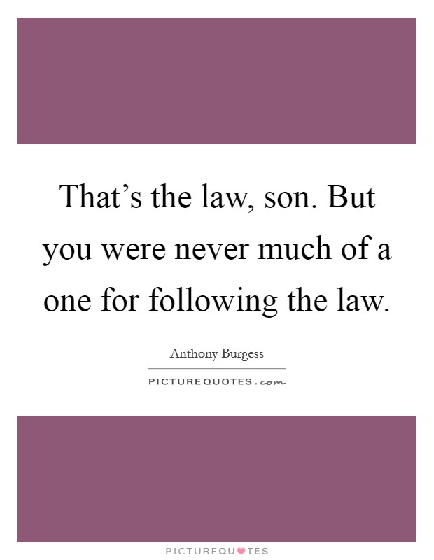 That's the law, son. But you were never much of a one for following the law. Picture Quote #1