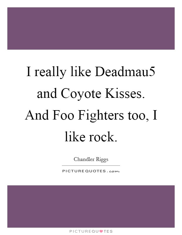 I really like Deadmau5 and Coyote Kisses. And Foo Fighters too, I like rock. Picture Quote #1