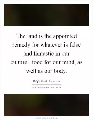 The land is the appointed remedy for whatever is false and fantastic in our culture...food for our mind, as well as our body Picture Quote #1
