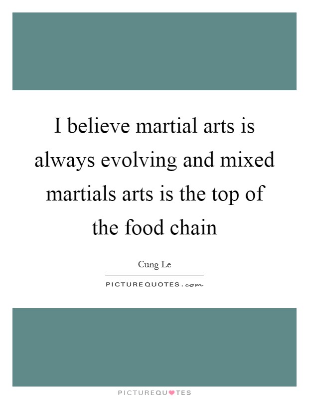 I believe martial arts is always evolving and mixed martials arts is the top of the food chain Picture Quote #1