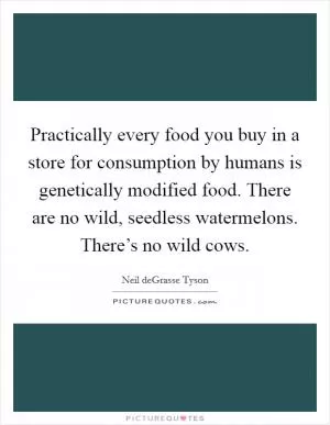 Practically every food you buy in a store for consumption by humans is genetically modified food. There are no wild, seedless watermelons. There’s no wild cows Picture Quote #1