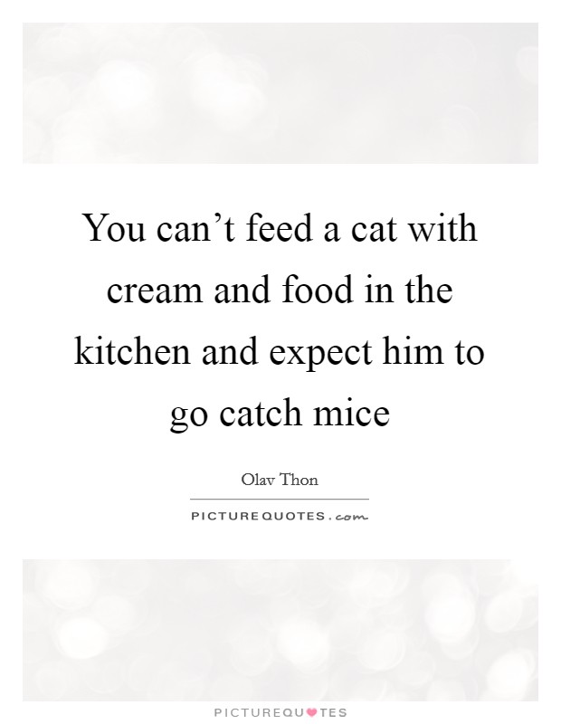 You can't feed a cat with cream and food in the kitchen and expect him to go catch mice Picture Quote #1
