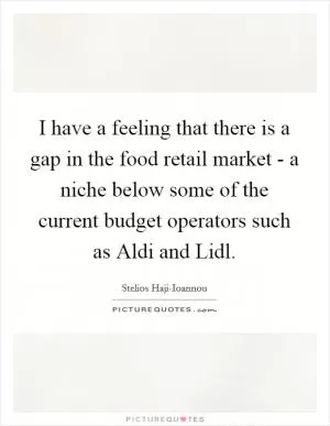 I have a feeling that there is a gap in the food retail market - a niche below some of the current budget operators such as Aldi and Lidl Picture Quote #1