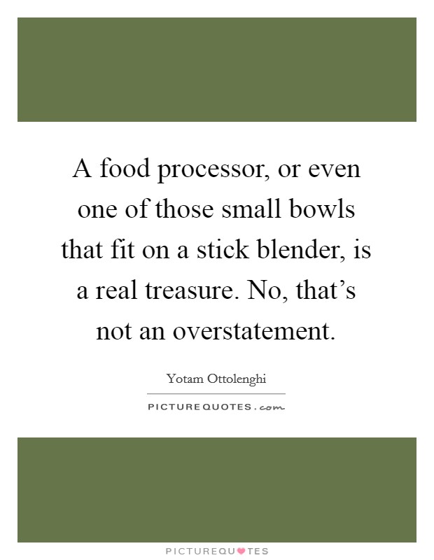 A food processor, or even one of those small bowls that fit on a stick blender, is a real treasure. No, that's not an overstatement. Picture Quote #1