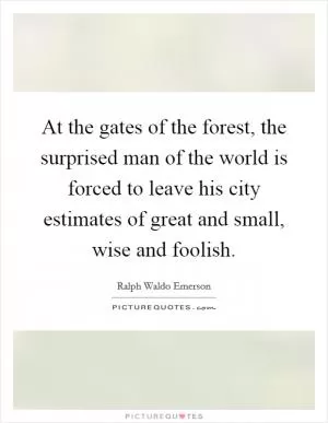 At the gates of the forest, the surprised man of the world is forced to leave his city estimates of great and small, wise and foolish Picture Quote #1