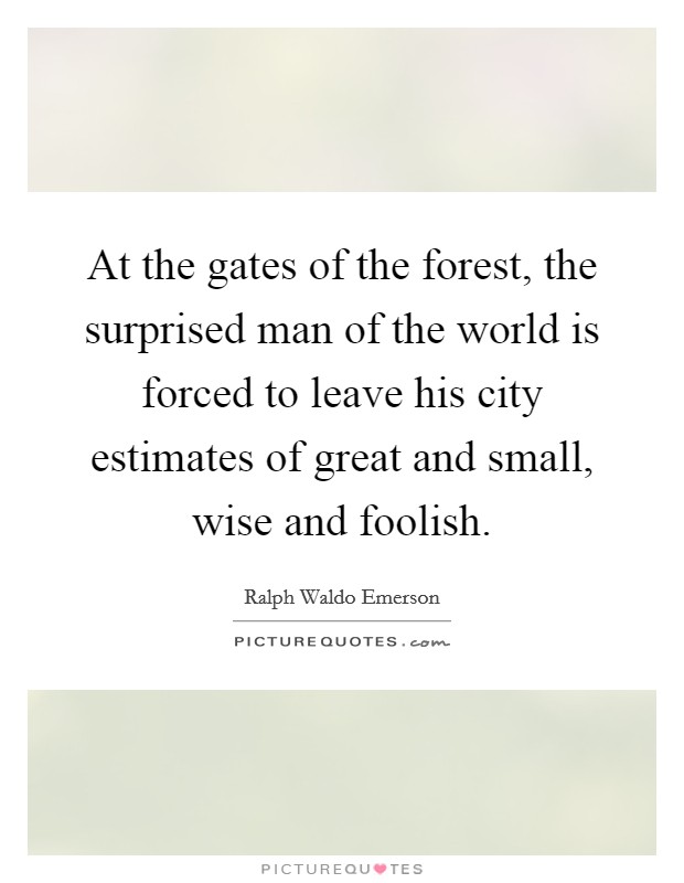 At the gates of the forest, the surprised man of the world is forced to leave his city estimates of great and small, wise and foolish. Picture Quote #1