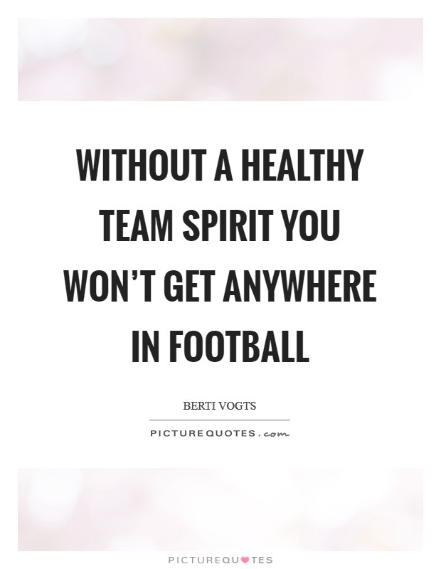 Without a healthy team spirit you won't get anywhere in football Picture Quote #1