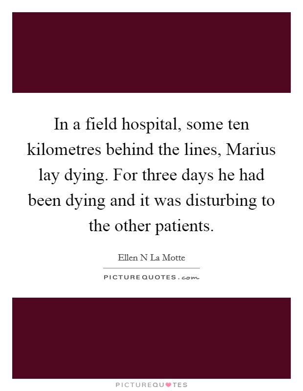 In a field hospital, some ten kilometres behind the lines, Marius lay dying. For three days he had been dying and it was disturbing to the other patients. Picture Quote #1