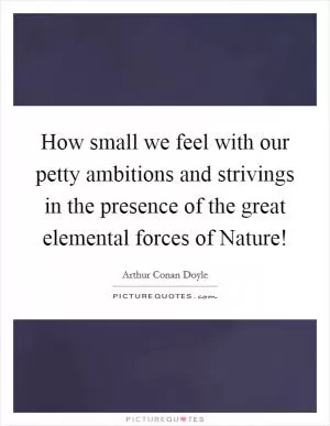 How small we feel with our petty ambitions and strivings in the presence of the great elemental forces of Nature! Picture Quote #1