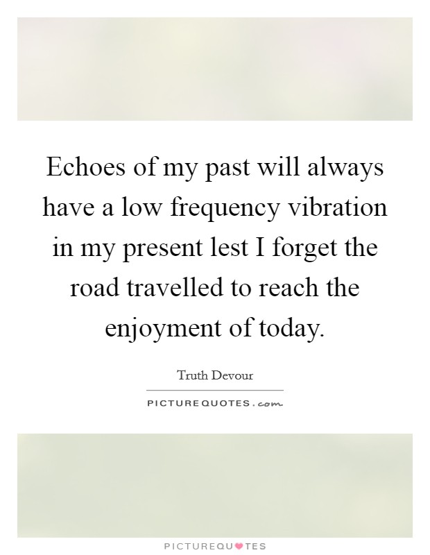 Echoes of my past will always have a low frequency vibration in my present lest I forget the road travelled to reach the enjoyment of today. Picture Quote #1