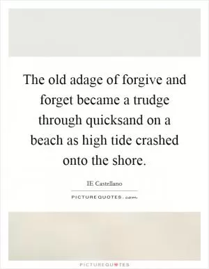 The old adage of forgive and forget became a trudge through quicksand on a beach as high tide crashed onto the shore Picture Quote #1