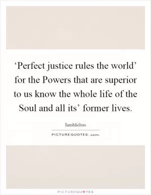 ‘Perfect justice rules the world’ for the Powers that are superior to us know the whole life of the Soul and all its’ former lives Picture Quote #1