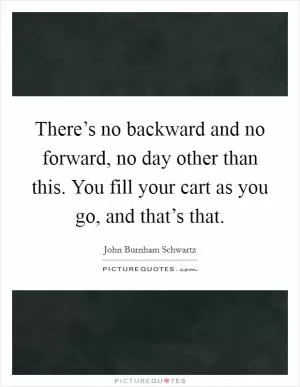 There’s no backward and no forward, no day other than this. You fill your cart as you go, and that’s that Picture Quote #1