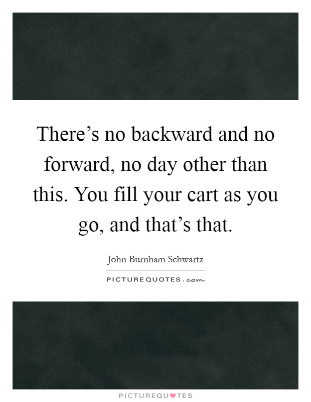 There's no backward and no forward, no day other than this. You fill your cart as you go, and that's that. Picture Quote #1