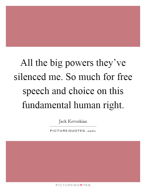 All the big powers they've silenced me. So much for free speech and choice on this fundamental human right. Picture Quote #1