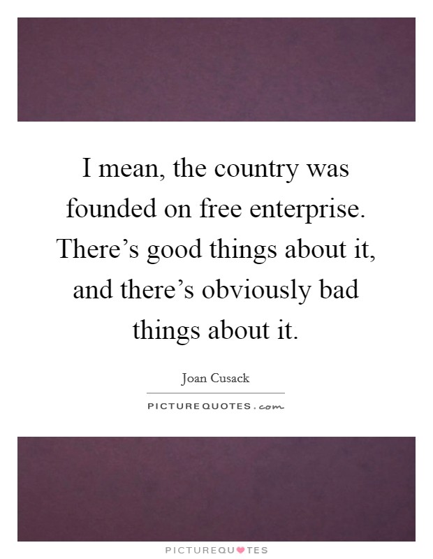 I mean, the country was founded on free enterprise. There's good things about it, and there's obviously bad things about it. Picture Quote #1