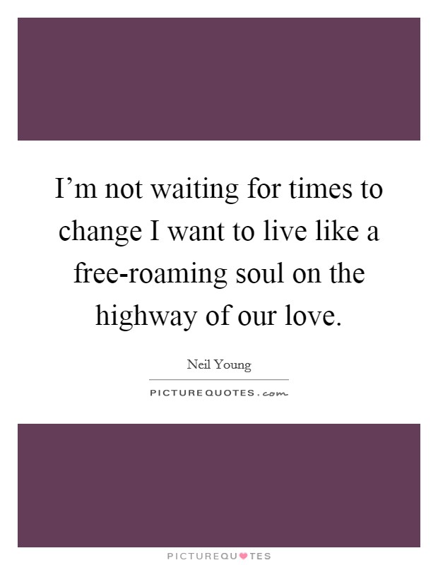 I'm not waiting for times to change I want to live like a free-roaming soul on the highway of our love. Picture Quote #1