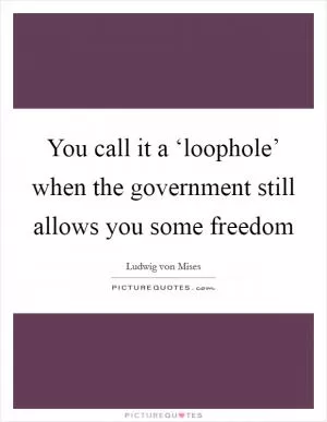 You call it a ‘loophole’ when the government still allows you some freedom Picture Quote #1