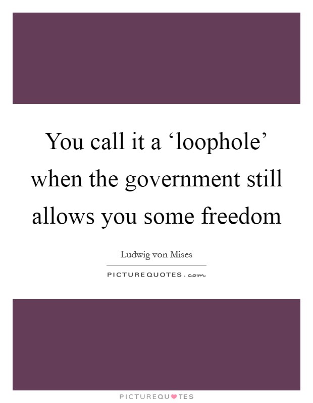 You call it a ‘loophole' when the government still allows you some freedom Picture Quote #1