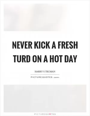 Never kick a fresh turd on a hot day Picture Quote #1