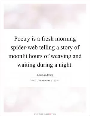 Poetry is a fresh morning spider-web telling a story of moonlit hours of weaving and waiting during a night Picture Quote #1