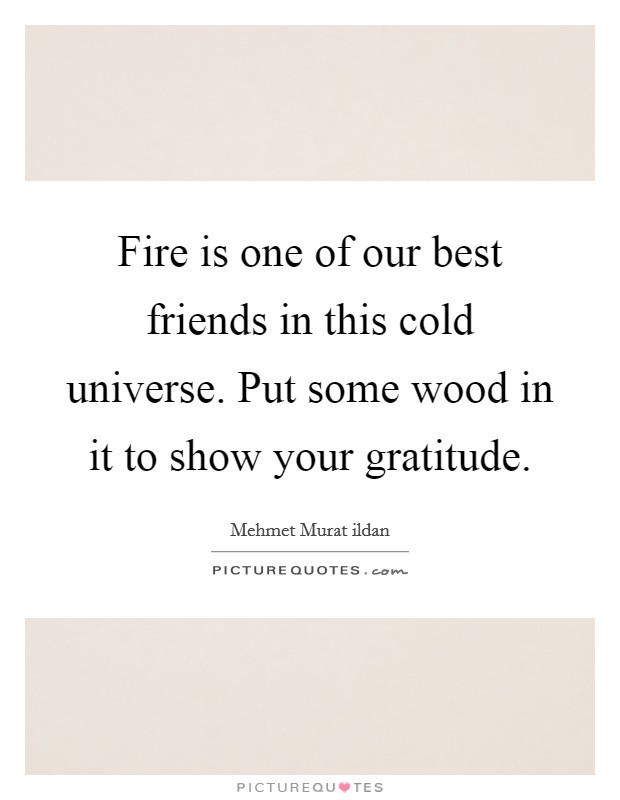 Fire is one of our best friends in this cold universe. Put some wood in it to show your gratitude. Picture Quote #1