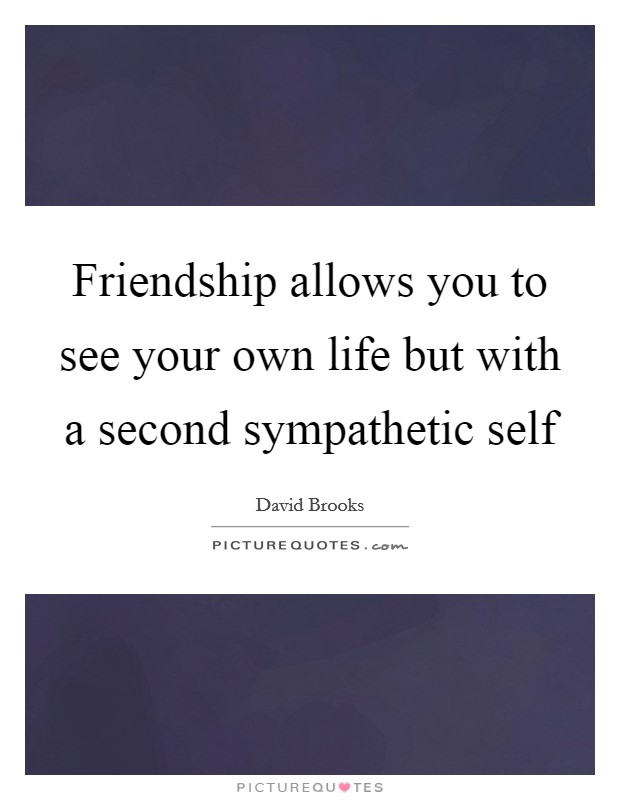 Friendship allows you to see your own life but with a second sympathetic self Picture Quote #1
