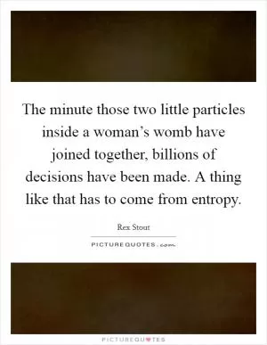 The minute those two little particles inside a woman’s womb have joined together, billions of decisions have been made. A thing like that has to come from entropy Picture Quote #1