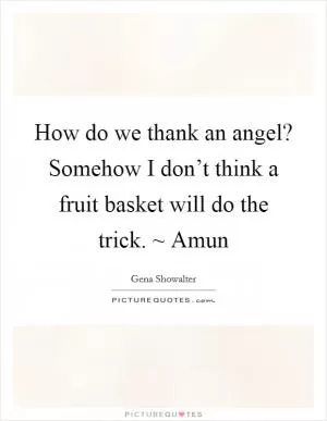 How do we thank an angel? Somehow I don’t think a fruit basket will do the trick. ~ Amun Picture Quote #1