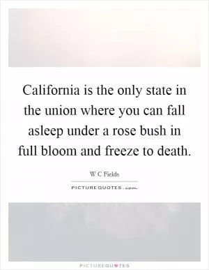 California is the only state in the union where you can fall asleep under a rose bush in full bloom and freeze to death Picture Quote #1