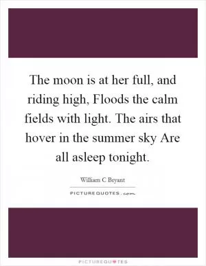 The moon is at her full, and riding high, Floods the calm fields with light. The airs that hover in the summer sky Are all asleep tonight Picture Quote #1