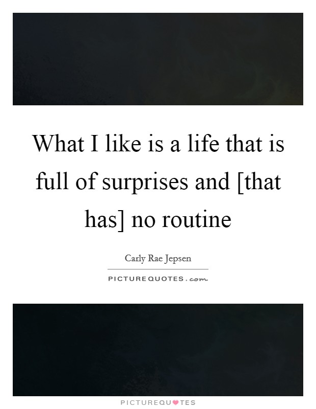 What I like is a life that is full of surprises and [that has] no routine Picture Quote #1
