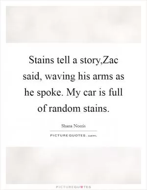 Stains tell a story,Zac said, waving his arms as he spoke. My car is full of random stains Picture Quote #1