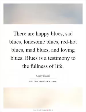 There are happy blues, sad blues, lonesome blues, red-hot blues, mad blues, and loving blues. Blues is a testimony to the fullness of life Picture Quote #1