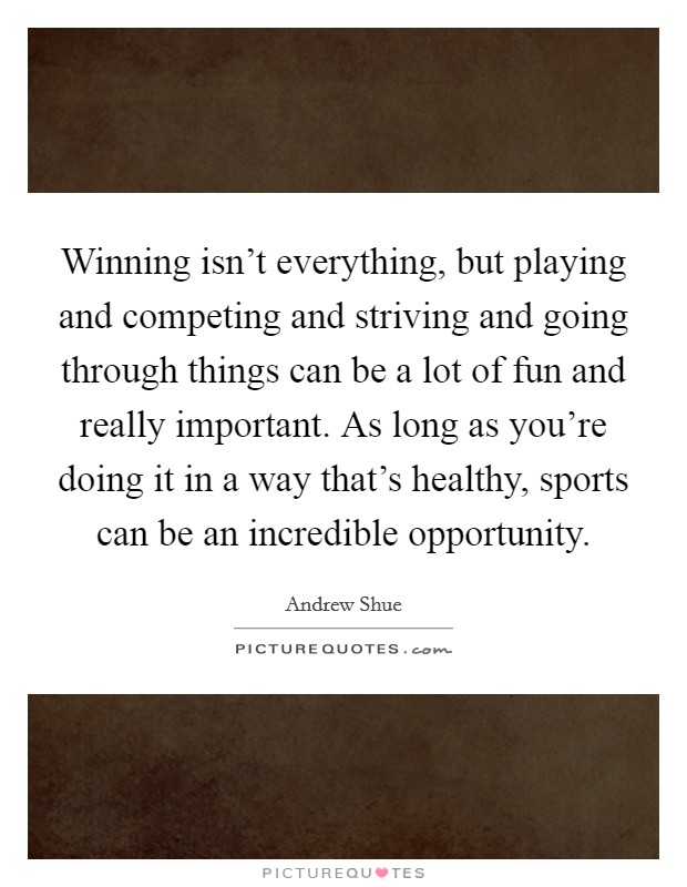 Winning isn't everything, but playing and competing and striving and going through things can be a lot of fun and really important. As long as you're doing it in a way that's healthy, sports can be an incredible opportunity. Picture Quote #1
