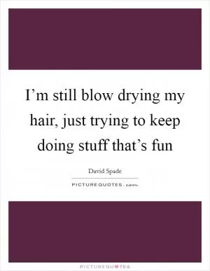 I’m still blow drying my hair, just trying to keep doing stuff that’s fun Picture Quote #1