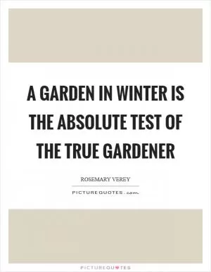 A garden in winter is the absolute test of the true gardener Picture Quote #1