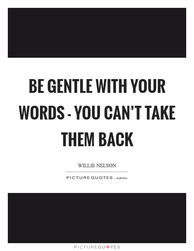 Be gentle with your words - you can't take them back Picture Quote #1