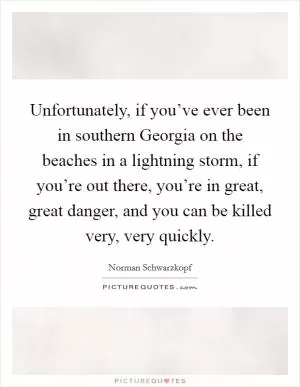 Unfortunately, if you’ve ever been in southern Georgia on the beaches in a lightning storm, if you’re out there, you’re in great, great danger, and you can be killed very, very quickly Picture Quote #1