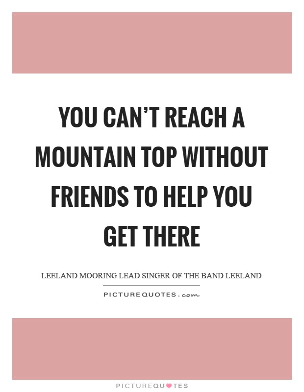 You can't reach a mountain top without friends to help you get there Picture Quote #1