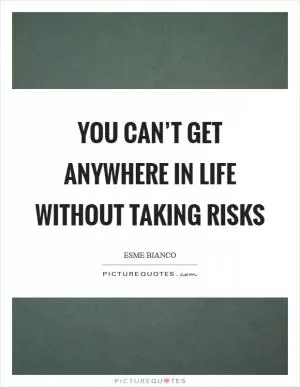 You can’t get anywhere in life without taking risks Picture Quote #1