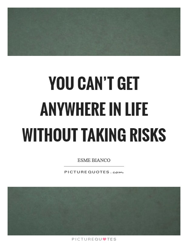 You can't get anywhere in life without taking risks Picture Quote #1