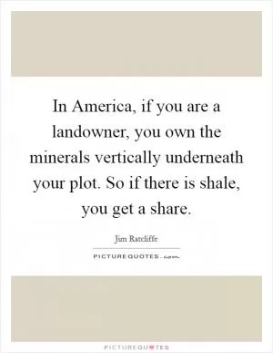 In America, if you are a landowner, you own the minerals vertically underneath your plot. So if there is shale, you get a share Picture Quote #1