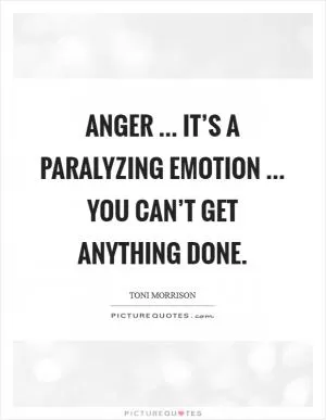 Anger ... it’s a paralyzing emotion ... you can’t get anything done Picture Quote #1